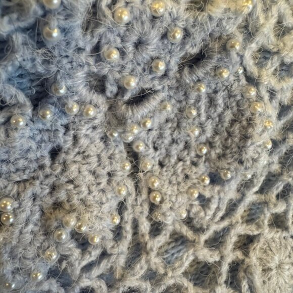 Vtg Jaclyn Smith BEADED Embroidered Sweater Blue Size Large Cottagecore - Picture 8 of 8